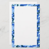 Woodland Sky Blue Camouflage Briefpapier (Voorkant / Achterkant)