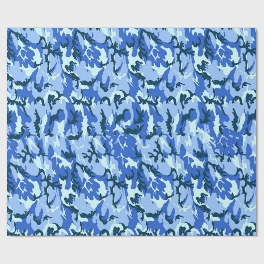 Woodland Sky Blue Camouflage Cadeaupapier (Vlak)