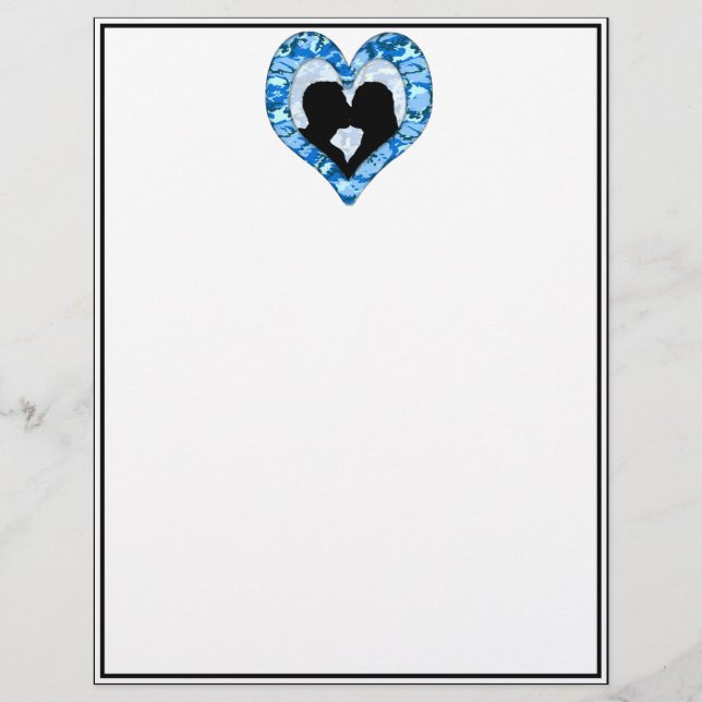 Woodland Sky Blue Camouflage Kissingpaar (Voorkant)