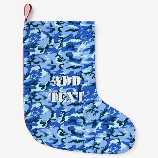 Woodland Sky Blue Camouflage Kleine Kerstsok (Voorkant)