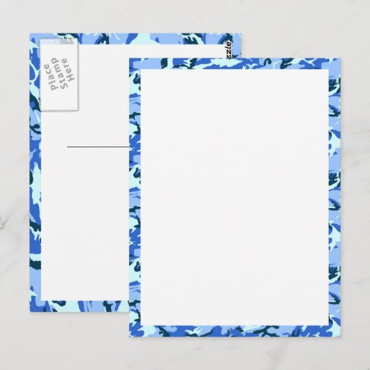 Woodland Sky Blue camouflage met wit Briefkaart (Voorkant / Achterkant)