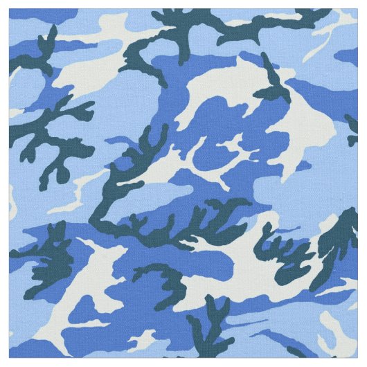 Woodland Sky Blue Camouflage Stof (Close Up)