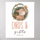 Woodland slaapherten Baby shower kaarten & geschen Poster (Voorkant)