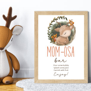 Woodland slaapherten Baby shower Mom-osa Bar Poster
