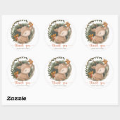 Woodland slapende baby herten baby shower dank u ronde sticker (Vel)