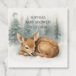 Woodland Sleeping Baby Deer Winter Baby Shower Bedankjes Labels
