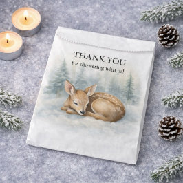Woodland Sleeping Baby Deer Winter Baby Shower Bedankzakje