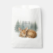 Woodland Sleeping Baby Deer Winter Baby Shower Bedankzakje (Voorkant)