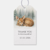Woodland Sleeping Baby Deer Winter Baby Shower Cadeaulabel (Achterkant)