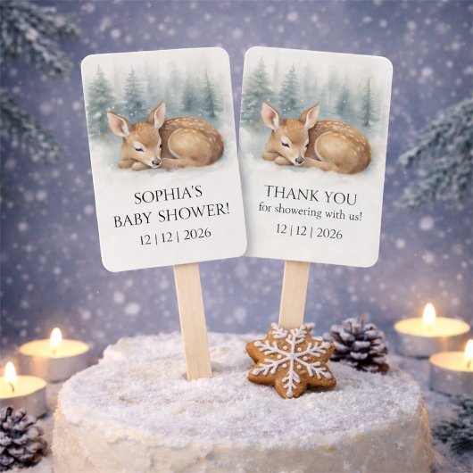 Woodland Sleeping Baby Deer Winter Baby Shower Handwaaier