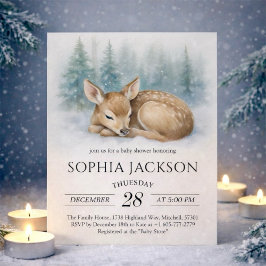 Woodland Sleeping Baby Deer Winter Baby Shower Kaart