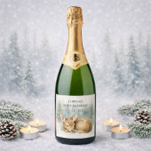 Woodland Sleeping Baby Deer Winter Baby Shower Sparkling Wijnetiket