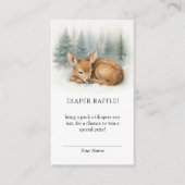 Woodland Sleeping Baby Deer Winter Diaper Raffle Informatiekaartje (Voorkant)