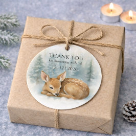 Woodland Sleeping Baby Deer Winter Thank You Bedankjes Labels