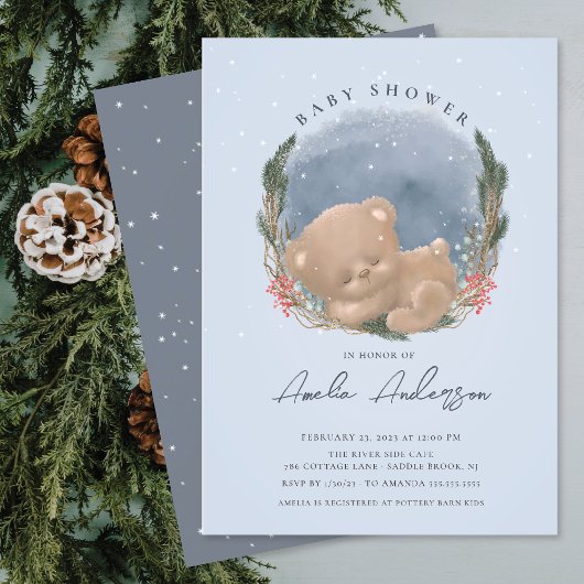 Woodland Sleeping Beer Baby shower Invitation Kaart