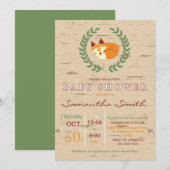 Woodland Sleeping Fox Baby shower Invitation Kaart (Voorkant / Achterkant)