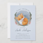 Woodland Sleeping Fox Baby shower Invitation Kaart (Voorkant)
