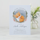 Woodland Sleeping Fox Baby shower Invitation Kaart (Staand voorkant)