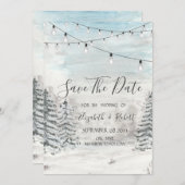 Woodland, Sneeuw, de lichten van het boskoord spar Save The Date (Voorkant / Achterkant)