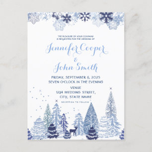 Woodland Snowflakes Winter Weddenschap Briefkaart