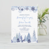 Woodland Snowflakes Winter Weddenschap Kaart (Staand voorkant)