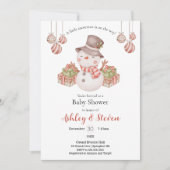 Woodland Snowman Baby shower Invitation Kaart (Voorkant)