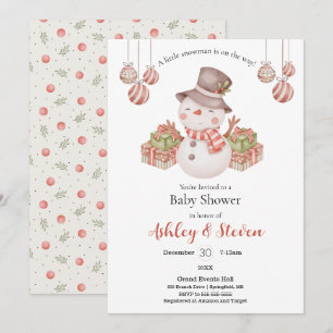 Woodland Snowman Baby shower Invitation Kaart