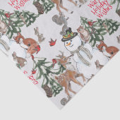 Woodland Snowman Deer Fox kerstwijn grijs Tissuepapier (Detail)