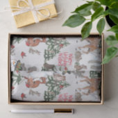 Woodland Snowman Deer Fox kerstwijn grijs Tissuepapier (Geschenk)