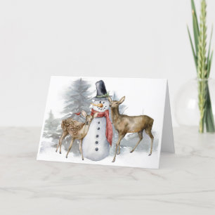 Woodland Snowman-kerstkaart Feestdagen Kaart