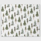 Woodland Snowy Spruce Pine kerstbomen Forest Cadeaupapier (Vlak)