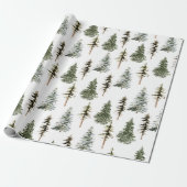 Woodland Snowy Spruce Pine kerstbomen Forest Cadeaupapier (Uitgerold)