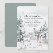 Woodland Snowy Winter Forest met Deer Waterverf Kaart (Voorkant / Achterkant)