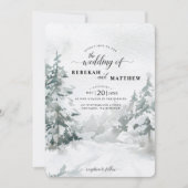 Woodland | Snowy Winter Forest Waterverf Invitati Kaart (Voorkant)