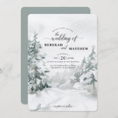 Woodland | Snowy Winter Forest Waterverf Invitati Kaart (Voorkant / Achterkant)