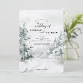 Woodland | Snowy Winter Forest Waterverf Invitati Kaart (Staand voorkant)
