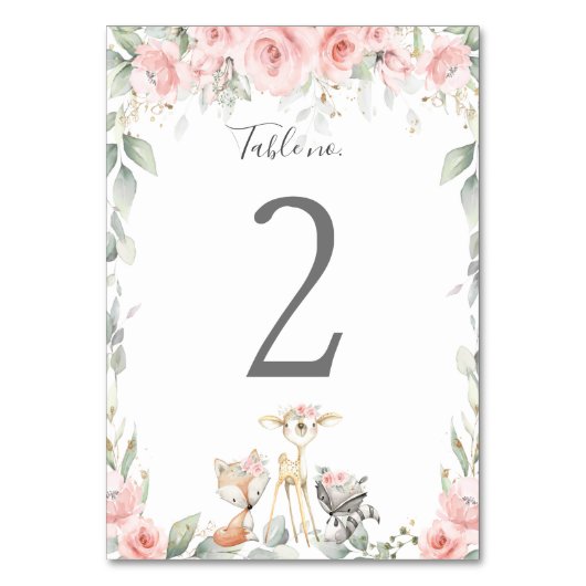 Woodland Soft Blush Floral Baby shower Kaart (Voorkant)