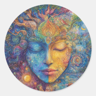 Woodland Spirit Goddess Ronde Sticker