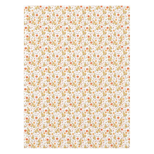 Woodland Spring Bunny Rabbit Floral Tafelkleed (Voorkant)