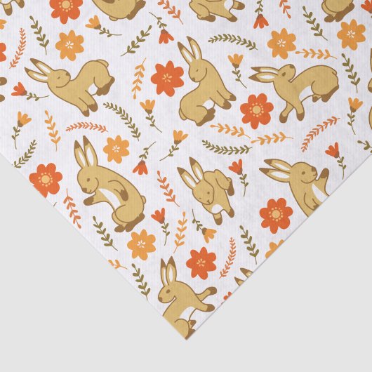Woodland Spring Bunny Rabbit Floral Tissuepapier (Detail)