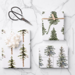 Woodland Spruce Pine Cedar Trees Forest Wrapping P Inpakpapier Vel