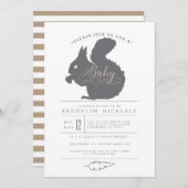 Woodland Squirrel Baby shower Invite Kaart (Voorkant / Achterkant)