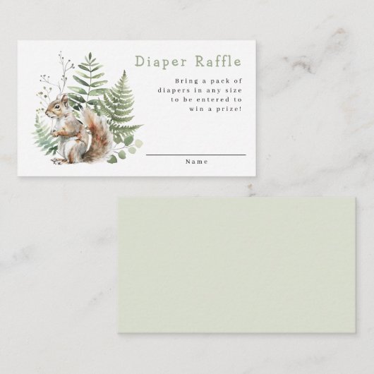 Woodland Squirrel Baby shower Luier Raffle Informatiekaartje (Voorkant / Achterkant)