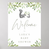 Woodland Squirrel Baby shower Welkomstbord Poster (Voorkant)