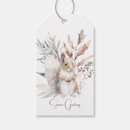 Woodland Squirrel Christmas Cadeaulabel (Voorkant)