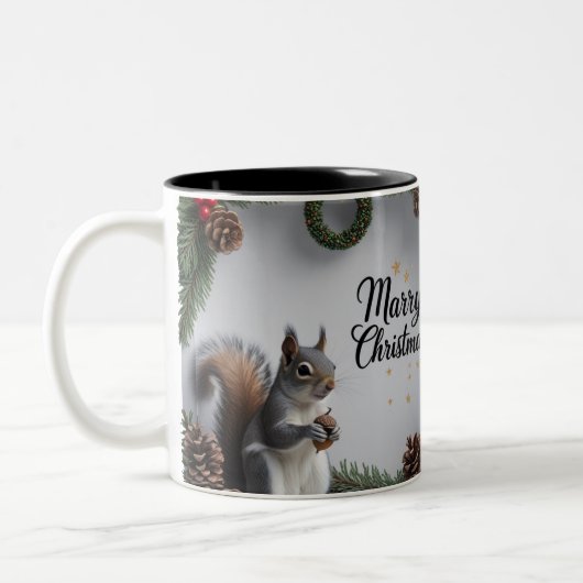 Woodland Squirrel Christmas Two-Tone Mok (Links)