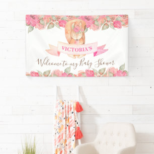 Woodland Squirrel Floral Baby shower Welcome Spandoek