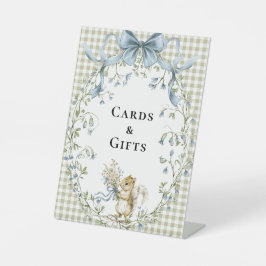 Woodland Squirrel Gingham Cards Gifts Baby Shower Reclamebord Met Voetstuk