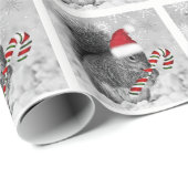 Woodland Squirrel in Red Santa Hat met Candycane Cadeaupapier (Rol Hoek)