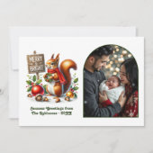 Woodland Squirrel Merry and Bright Forest Photo Feestdagenkaart (Voorkant)